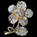 * Antique Silver Clear Rhinestone Flower Brooch Pin 94