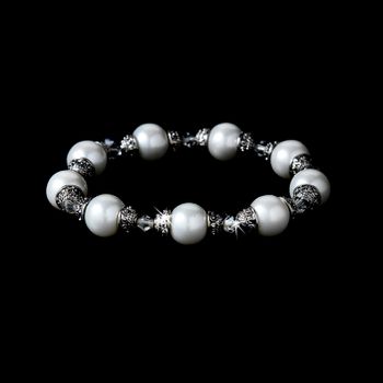 Beautiful Silver Ivory Pearl Bridal Bracelet B 922 