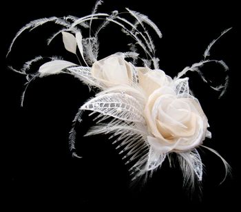 Champagne Bridal Feather Fascinator (Special Order Only - Any Color)