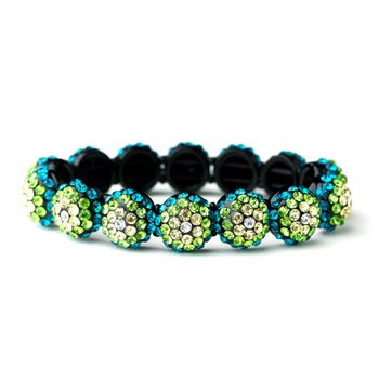 Glistening Four Tone Green Crystal Stretch Bracelet 8543