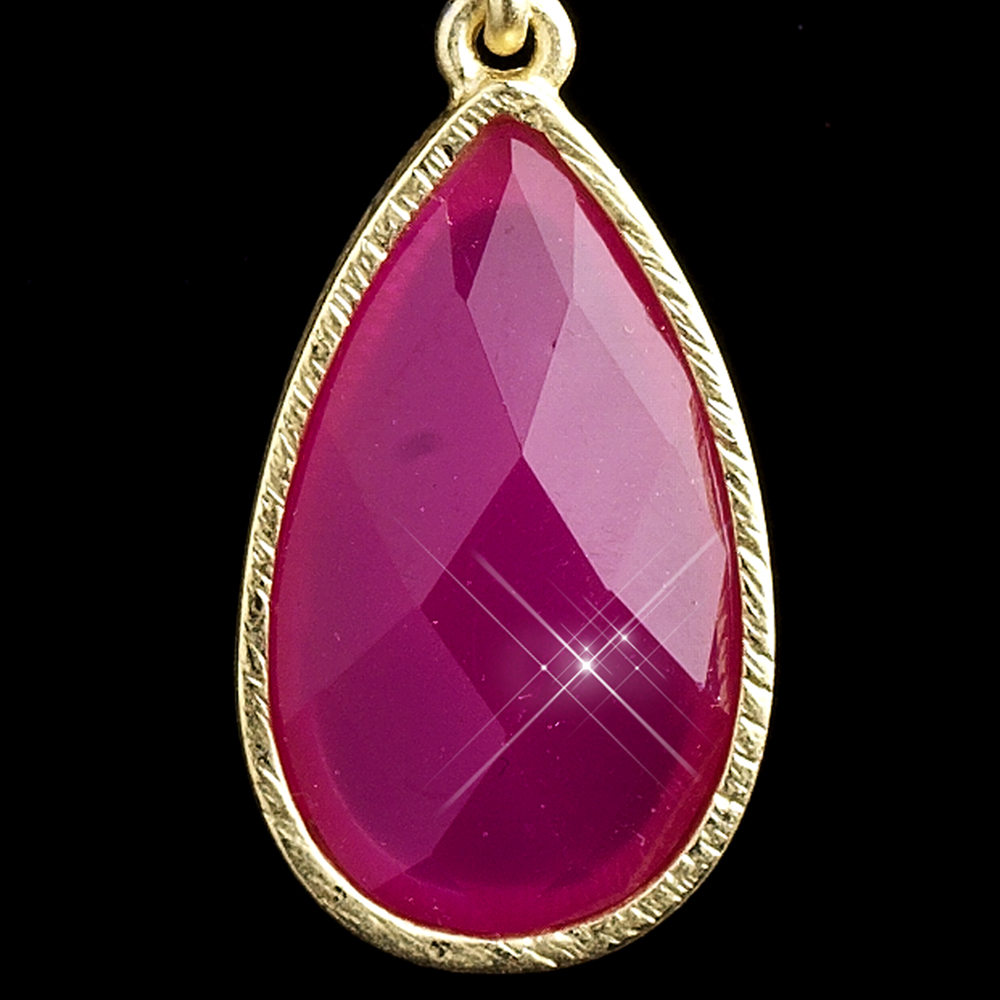 Gold Fuchsia Dangle Earrings 8840