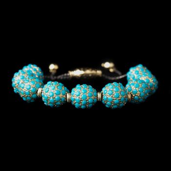 Gold Turquoise Pave Ball Fashion Bracelet 8863