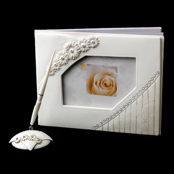 Large White Daisy Guest Book & Pen Set