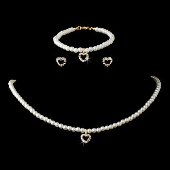 Necklace Earring Bracelet Set NEB C 403 Gold Ivory