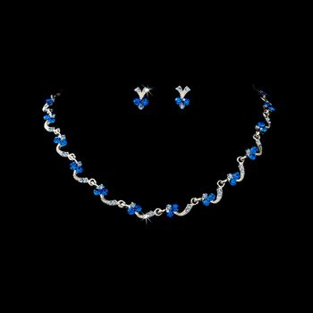 Necklace Earring Set 382 Silver Blue