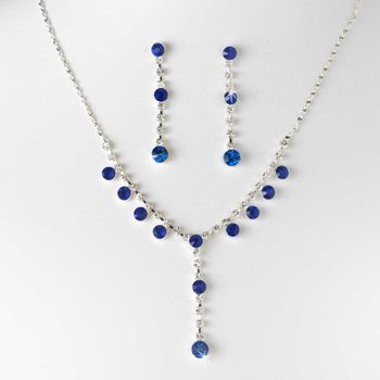 Necklace Earring Set NE 7157 Silver Blue