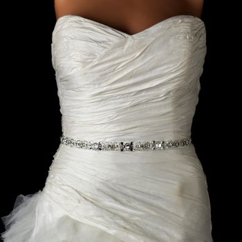 Pearl, Rhinestone & Bugle Beaded Bridal Sash Belt 44