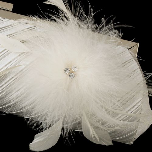Pleated Sating Evening Bag 319 with Triple Crystals & Feather Fascinator Clip 442