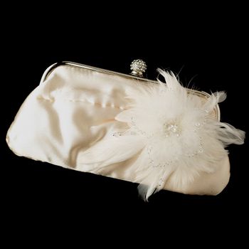 Satin Crystal Evening Bag 315 with Feather Fascinator Clip 1531