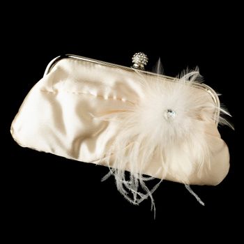 Satin Crystal Evening Bag 315 with Jeweled Feather Fascinator Clip 440