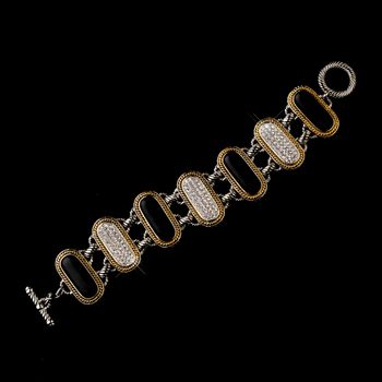 Silver Black Clear w/ Gold Trim Bracelet 7975