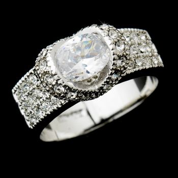 Silver Clear Oval CZ Crystal Anniversary Ring 2821