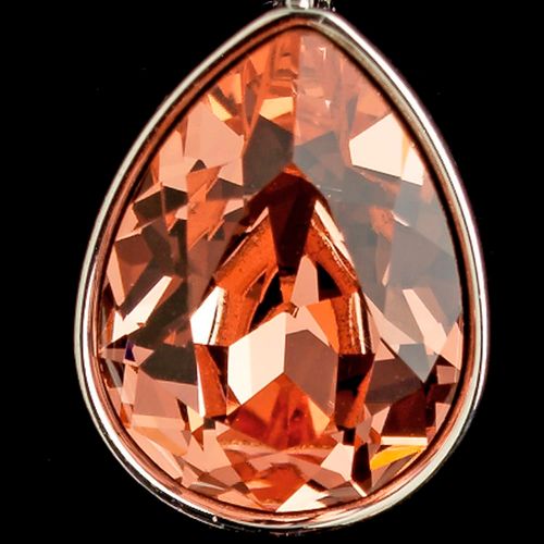 Silver Peach Swarovski Crystal Element Teardrop Leverback Earrings 9602