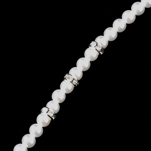 Silver White Pearl & Clear Rhinestone Bracelet 10005 Silver White Pearl & Clear Rhinestone Bracelet 10005