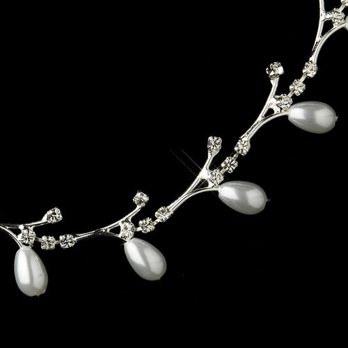 Silver White Tear Drop and Clear Rhinestone Necklace & Earrings Bridal Jewelry Set 74900 Silver White Tear Drop and Clear Rhinestone Necklace & Earrings Bridal Jewelry Set 74900