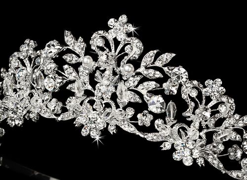 Swarovski Crystal and White Pearl Bridal Tiara HP 7102
