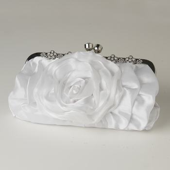White Floral Rose Rhinestone Evening Bag 316