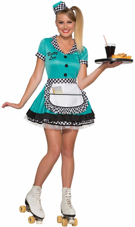 Adult Teal 50's Waitress Betty Lou Costume Candy Apple Costumes 50
