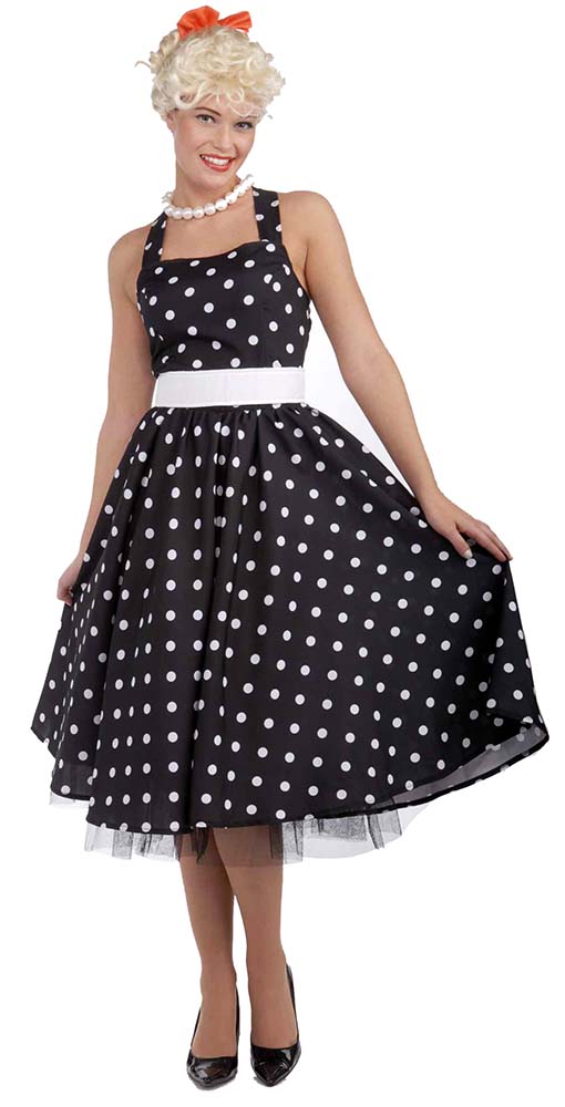 Adult 50s Cutie Polka Dot Dress Costume - Candy Apple Costumes