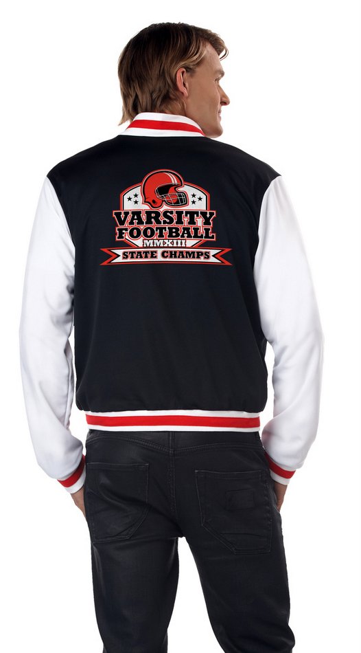 Adult Men's Letterman Jacket Costume Candy Apple Costumes 50's Costumes