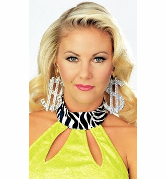 Sparkly Dollar Sign Drop Earrings - Rhinestone Money Jewelry, Statement Dangle Earrings For Women