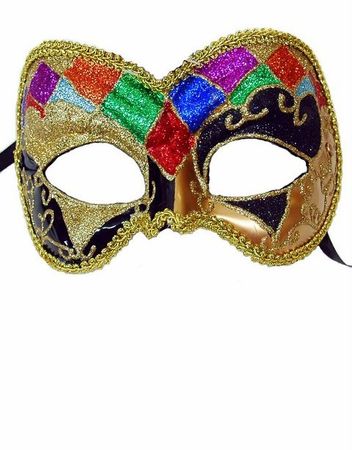 Glitter Harlequin Venetian Mask - Candy Apple Costumes - Colonial Costumes