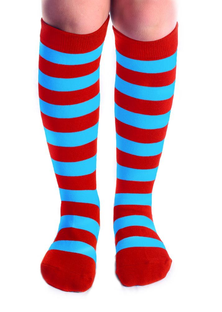 Red/Blue Striped Socks Adult or Child Candy Apple Costumes Hosiery