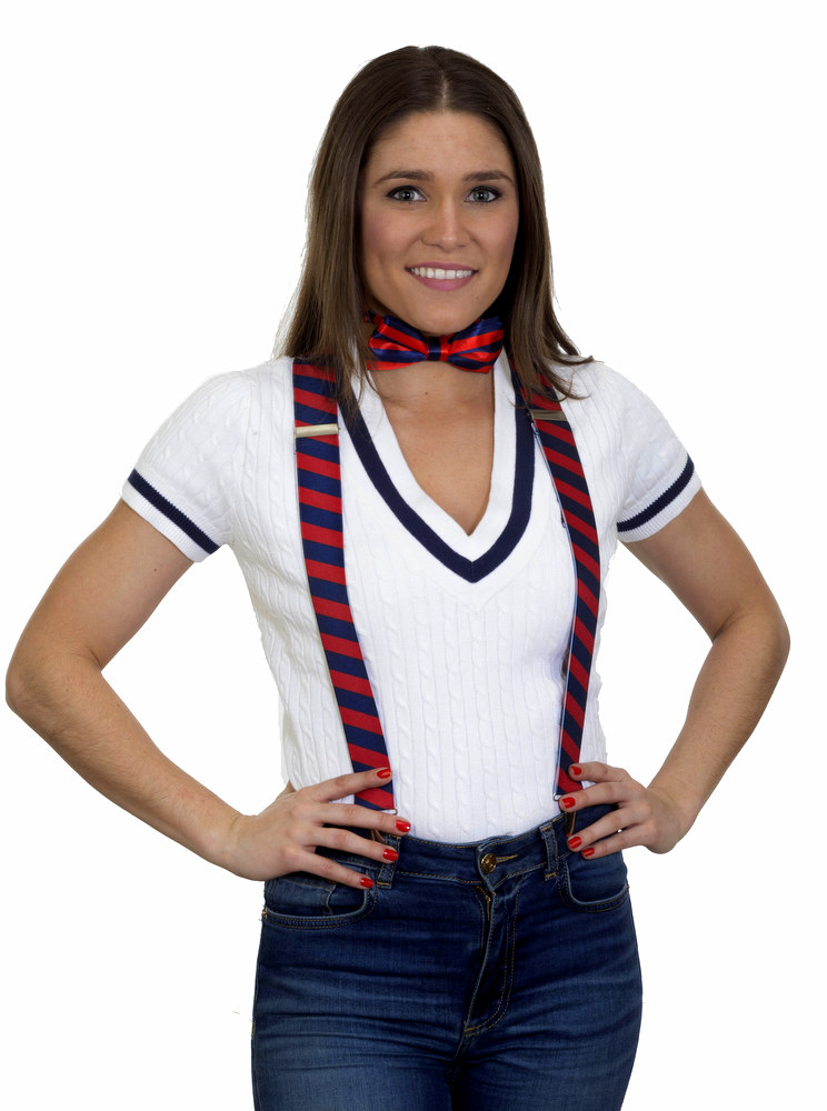 Red/Navy Striped Bow Tie and Suspenders Set Candy Apple Costumes