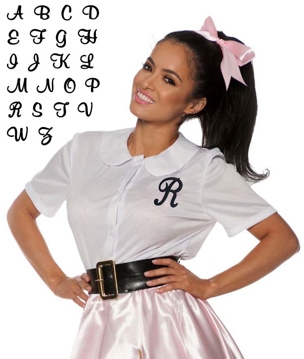 Retro Script Embroidered IronOn Letters Candy Apple Costumes 50's