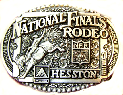 Hesston 2010 National Finals Rodeo Belt Buckle - Wrangler NFR Pewter Collector's Edition