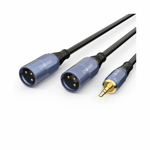 3.5mm TRS to Dual XLR Male Y-Splitter Breakout Cable