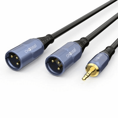 3.5mm TRS to Dual XLR Male Y-Splitter Breakout Cable