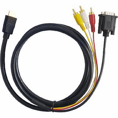 HDMI to VGA & 3 RCA Cord Converter 1080p 1.8M