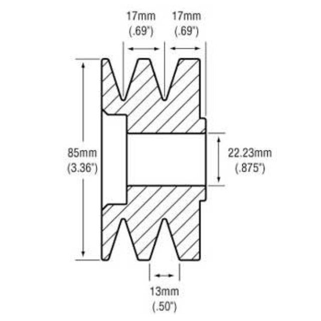Alternator Pulley 2 V-Groove 7/8