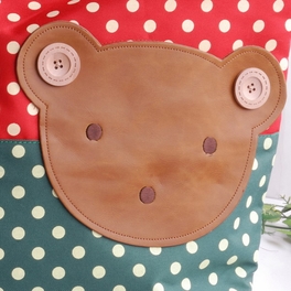 [Bear-Crimson] Blancho Applique Kids Fabric Art Tote Bag/Shopper Bag-Big Size (16.5*5.5*12.6)