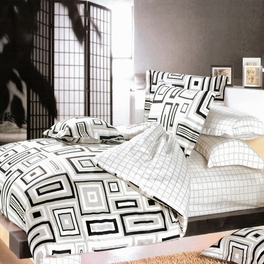 [Black & White] 100% Cotton 7PC Bed In A Bag (Full Size)