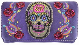 Blancho Bedding Womens [Colorful Bone] PU Leather Wristlet Wallet Zipper Purse Card Holder Purple