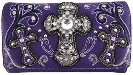Blancho Bedding Womens [Cross Satchel] PU Leather Wristlet Wallet Zipper Purse Card Holder PURPLE