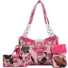 Blancho Bedding Womens [Leaf] PU Leather Bag Set Elegant Wallet Hanbag Combo Fashion Bag Purse Fuchsia