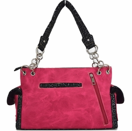 Blancho Bedding Womens [Western Cowgirl Day Of The Dead] PU Leather Handbag Fashion Elegant Tote Bag FUCHSIA
