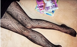 Blancho HLP1002 Sexy Black Sheer Floral Lace Stocking