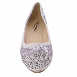 Womens Pointed Toe Ballet Flats Rhinestone WHITE WOMEN