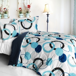 [Blue Bubble] Quilted Patchwork Down Alternative Comforter Set (Full/Queen Size)