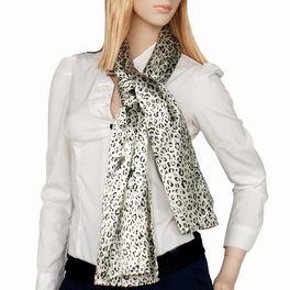 Brando Ivory Leopard Animal Print Elegant Exquisitely Soft Silk Scarf/Wrap/Shawl(Large)