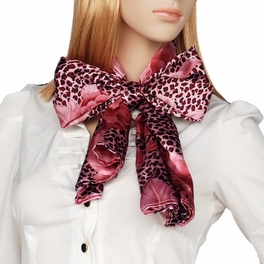 Brando Pink Leopard & Rose Floral Pattern Stylish super soft Silk Scarf/Wrap/Shawl(Large)