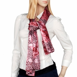 Brando Pink Leopard & Rose Floral Pattern Stylish super soft Silk Scarf/Wrap/Shawl(Large)