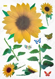 Bright Sunflowers - Large Wall Decals Stickers Appliques Home Decor