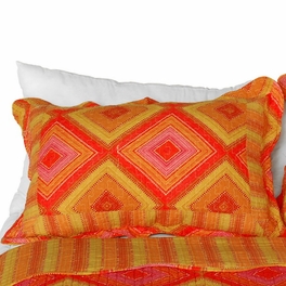 [Burning Flame] Cotton 3PC Vermicelli-Quilted Striped Printed Quilt Set (Full/Queen Size)