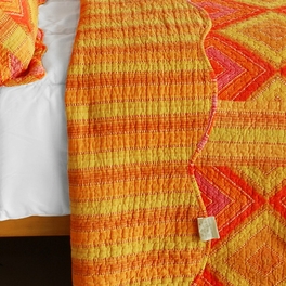 [Burning Flame] Cotton 3PC Vermicelli-Quilted Striped Printed Quilt Set (Full/Queen Size)