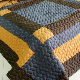 [Classics Harmony] 3PC Vermicelli-Quilted Patchwork Quilt Set (Full/Queen Size)